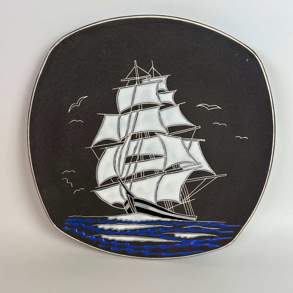 VTG Handmade in Norway Decorative Ship Plate Ceramic‎ Boat Wall Decor 1008 Skute